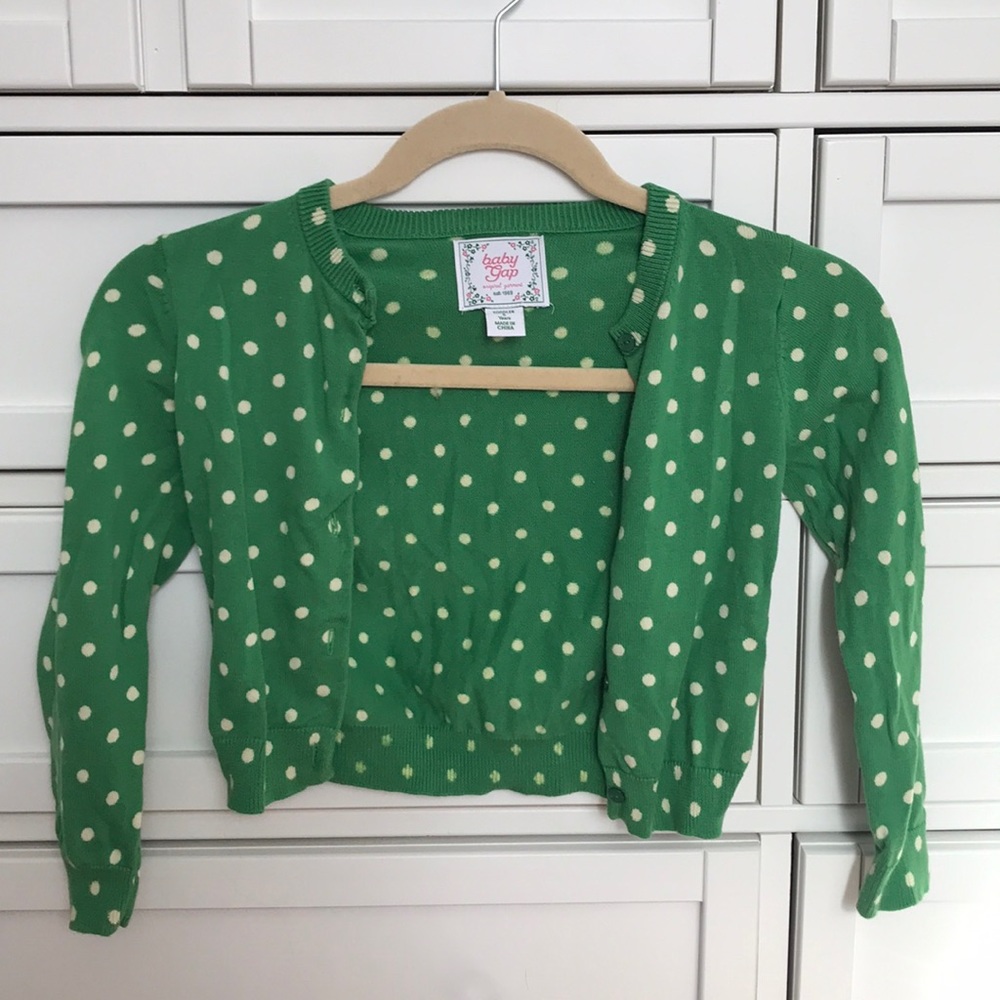 Gap Kids Green and White Polka Dot Sweater